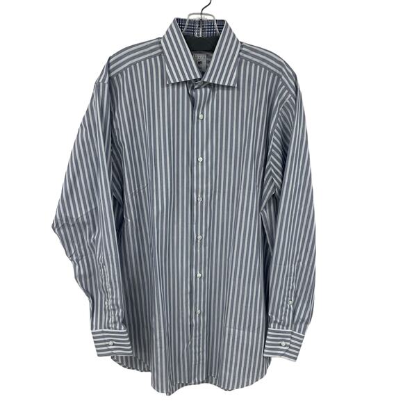 Robert Talbott Estate Blue White Stripe Long Sleeve Button Down Mens 15 / Medium - Picture 1 of 6